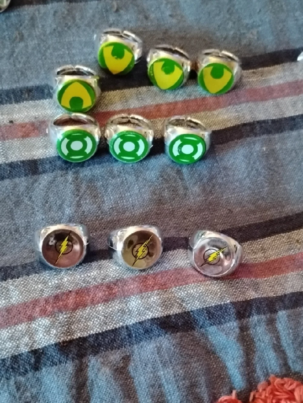 Superhero Logo Ring Set - Green Lantern & Flash Inspired